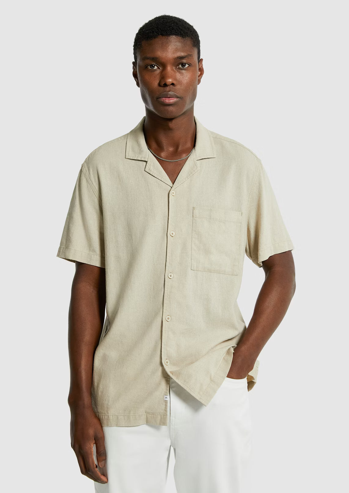 Natural Oval Linen Blend Shirt