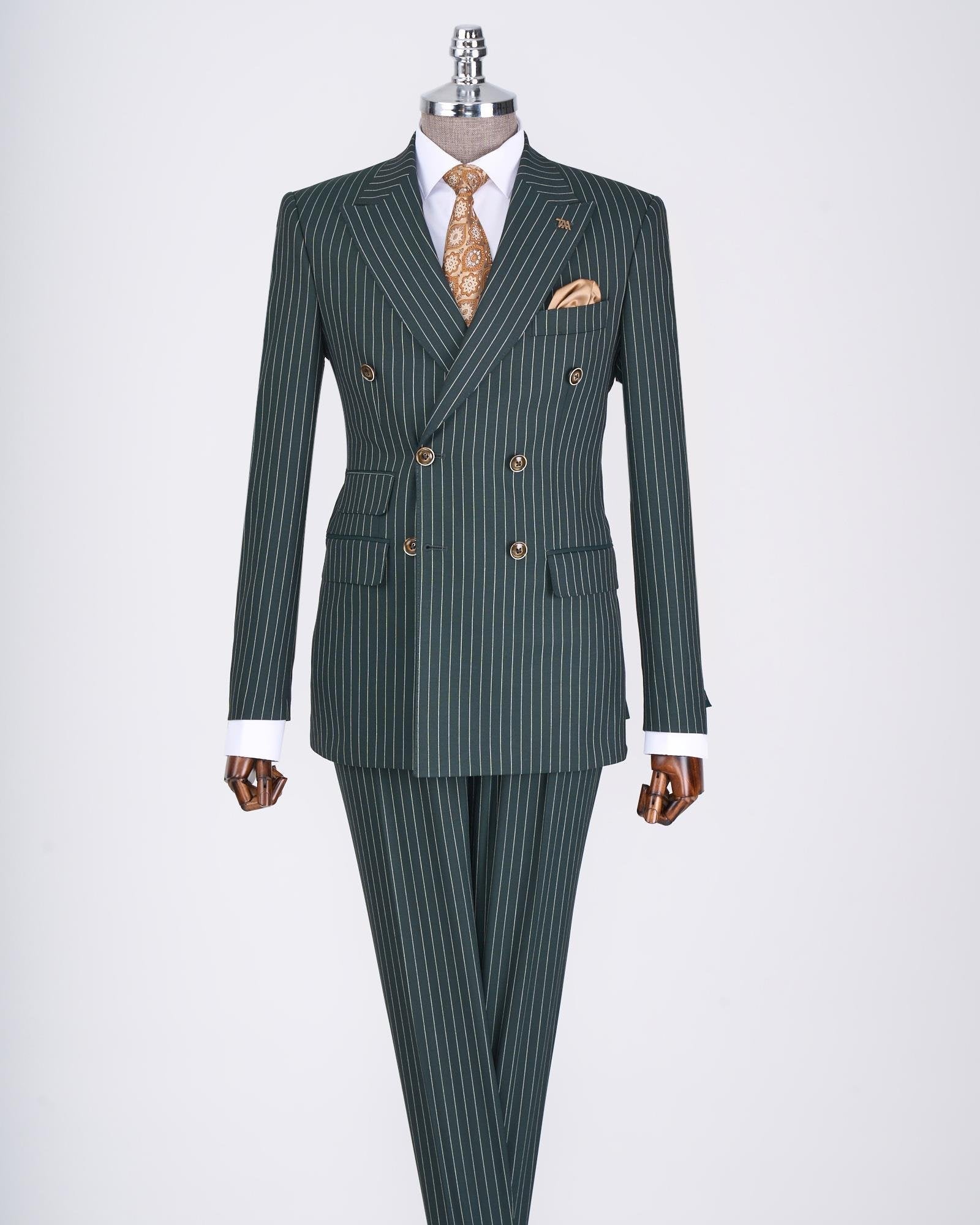 Suit in green color in italian design 3 piece