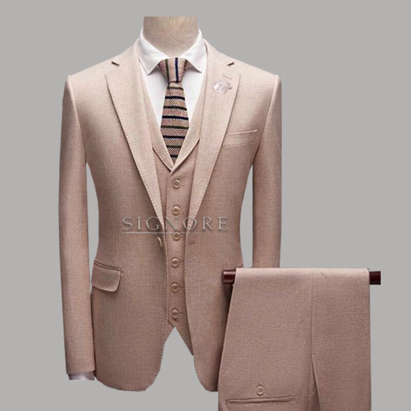 Light pink colored suit for men 3 piece