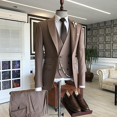 Chocolate Brown color 3 piece suit for men